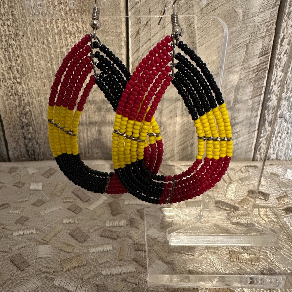 Handmade In Kenya African Glass Bead Earrings